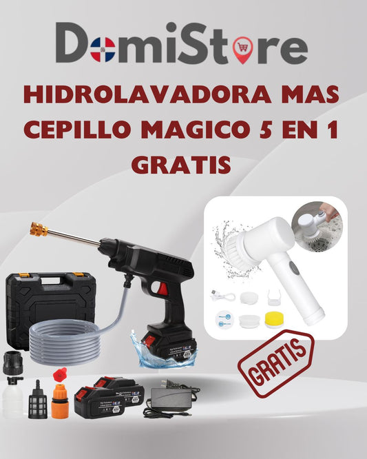 Compra la Hidrolavadora Inalambrica de alta presión y llévate el cepillo mágico 5 en 1 completamente GRATIS