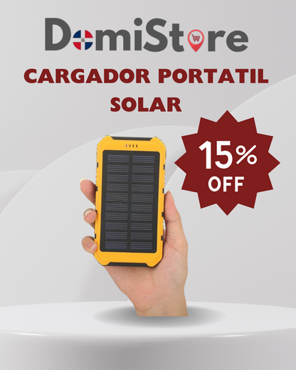 Cargador Portátil Solar 8000mAh con Carga Rápida y Linterna LED Integrada