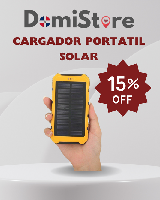 Cargador Portátil Solar 8000mAh con Carga Rápida y Linterna LED Integrada